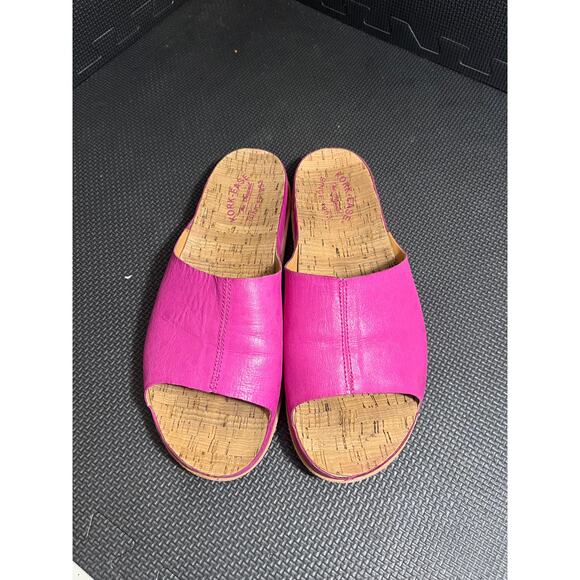Women's Kork-Ease Tutsi Fuchsia Pink Slide Sandals Leather Boho Beach Shoe 11 - Picture 2 of 7